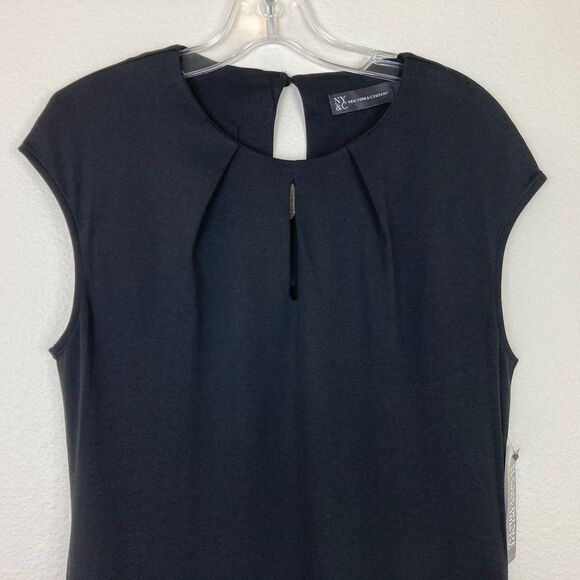 NY&C NWT Sheath Dress Size S Black Knit Cutout Front Keyhole Back Cap Sleeves - Picture 10 of 10